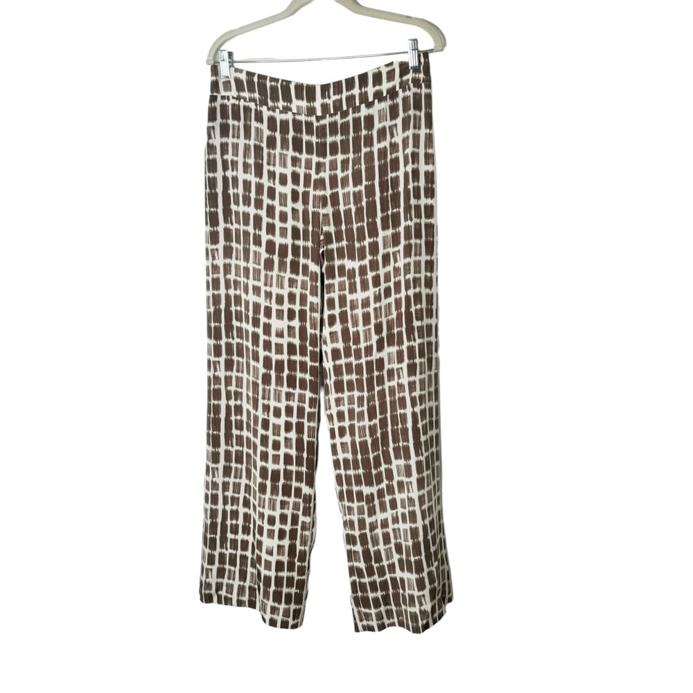 Worth New York Brown Silk Wide Leg Flowy Pants Size 4